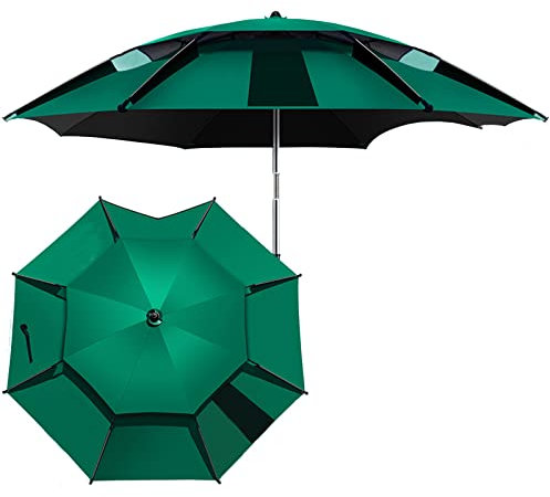 DLAZUM 1 x Gartenschirm, Stabiler Schirm für die Terrasse, mit Neigungsfunktion, 16 Rippen, Belüftung, einfach zu montieren, Regen- und winddichter Schirm, für Balkon, Garten, T,Dark Green-2.M