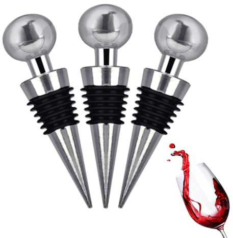 Wine Bottle Corks, Zinc Alloy Wine Stoppers Reusable Sealing Caps for Saving Wine Champagne Prosecco (Pack of 3, Silver)