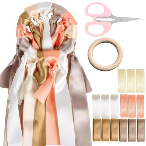 DIFLAX Brautstrauß Seidenbänder, Hochzeitsspiele für Gäste, Hochzeit Blumenstrauß Bänder, Hochzeit Deko, Hochzeitsdekoration, Brautstrauß Konservieren, für Braut Gäste