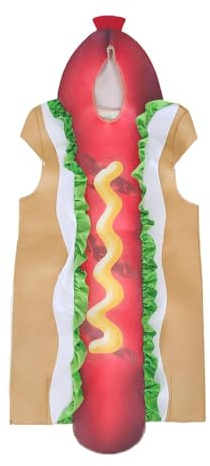 UxicRuya Costume Hot Dog Bambini Unisex Divertente Vestito Cibo Travestimento Poliestere Facile da Indossare Adatto a Carnevale Halloween Spettacolo Festa, L