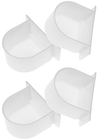 DIYEAH Comedero para Pájaros Colgante Práctico de Plástico Blanco, Capacidad Grande, Tamaño Medio, para Jaula de Aves, Adecuado para Loros y Pájaros Pequeños, Kit de 4 Unidades