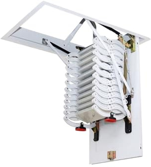 bodentreppe Ausziehbare Dachbodentreppe aus Kohlenstoffstahl mit verstellbarem Neigungswinkel, for Dachbodengarage dachbodenleiter(70 * 120cm)