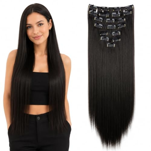 CAISHA XL 60cm 7er CLIP IN EXTENSIONS Haarverdichtung Schokobraun CE24