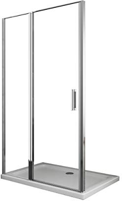 Porta Doccia Con vetro Fisso e Porta Battente In Linea vetro 6 mm Anti-calcare (117-120 H.190 cm)