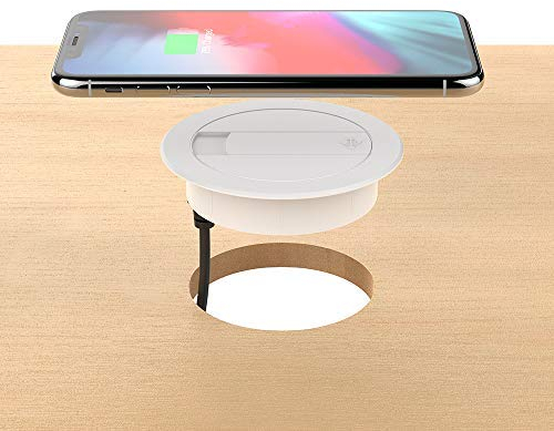 Foluu Wireless Charger, 10W Portable Desk Fast Wireless Charging Station & USB Wired Charger Compatible with iPhone Xs Max/XS/XR/X/8/8 Plus, Galaxy S9/S9+/S8/S8+/Note 8 All Qi-Enabled Phones (White)