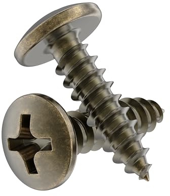 #5 x 1/2 Antique Brass Round Head Phillips Drive Wood Screws | Pack of 25 | Self Tapping Screws for Wood Antique or Modern Furniture | SCR512RHPAB