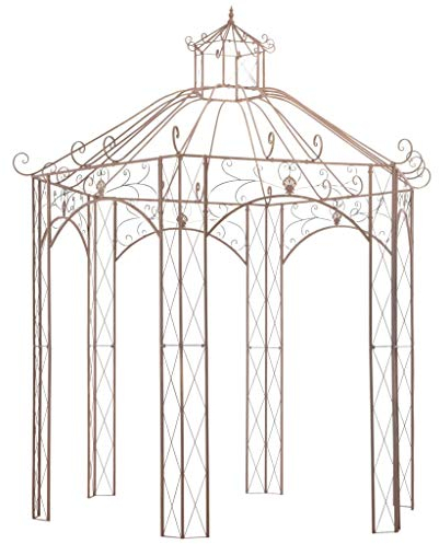 Festnight Gartenpavillon | Metall Pavillon | Rosenpavillon | Eisenpavillon | Antikes Braun Schmiedeeisen 300 x 300 x 344 cm