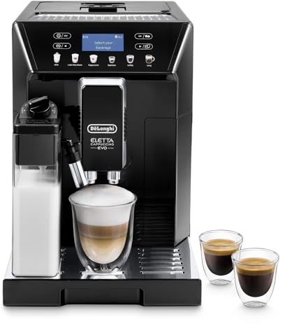 De'Longhi Eletta Evo Machine a Café Grain ECAM46.860.B, Machine Expresso et Cappuccino, Ecran LCD Tactile, Noir