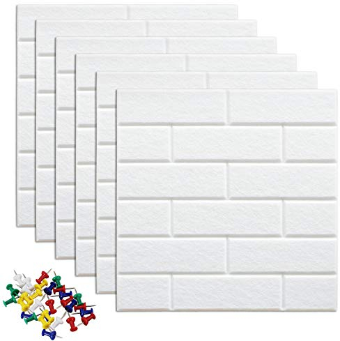 Uoisaiko Filz Pinnwand Selbstklebend mit 30 Pinnnadeln, 6 Stück Große Pinwand Filzboard Memotafeln Memo Boards Bulletin Board für Büro Küche Wanddekoration, Schall Dämmung