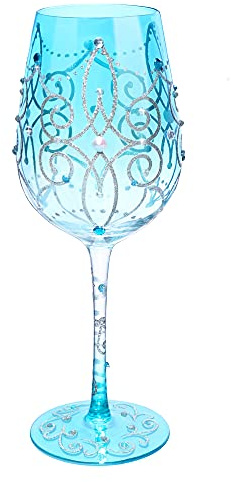 NymphFable 15oz Bunte Weingläser Farbig Blaue Prinzessin Weingläser Handgemalt Geschenkideen Personalisierte Geburtstagsgeschenk Für Frauen
