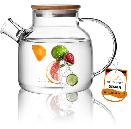 CnGlass Teekanne Glas mit Siebeinsatz 1,2 Liter, Glasteekanne Herdplattensicher, Klare Teebereiter für lose Blätter und blühenden Tee