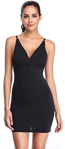 Joyshaper Robe Sculptante avec Bretelles Combinaisons Sculptantes Femme Amincissante Shapewear pour Toute Les Saisons (Noir-DE, L)