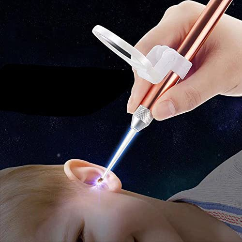 Ear Wax Removal Kit, Ear Pick Earwax Removal Tool, Ear Cleansing Tool Set, Stainless Steel Ear Wax Remover with LED Lights and Magnifier, Reusable Ear Curette Wax Removal Set for Children & Adults Ro
