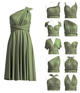 72styles - Vestido corto de dama de honor, midi, verde oliva, talla única (4-22), manga corta, sin tirantes, cuello en V, tiro alto, cruzado, para boda y otras ocasiones