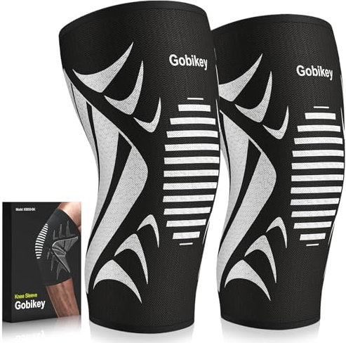 Gobikey Knee Support Brace 2 pack Compression Knee Sleeves for Men Women, Breathable Anti-Slip for Arthritis, Joint Pain, Tendonitis, Meniscus Tear, Ligament Injury, Running