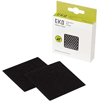 EKO Odour Filter Refills for Kitchen Bin and Compost Bin, Activated Charcoal Deodorizer, Strong Charcoal Odour Absorber, 2 Pieces