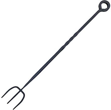 52 cm lange emaillierte Toastgabel für Kamin, hochwertiges schweres Gusseisen mit schwarzer Oberfläche, für Holzbrenner und offenes Feuer, 50,8 cm lang