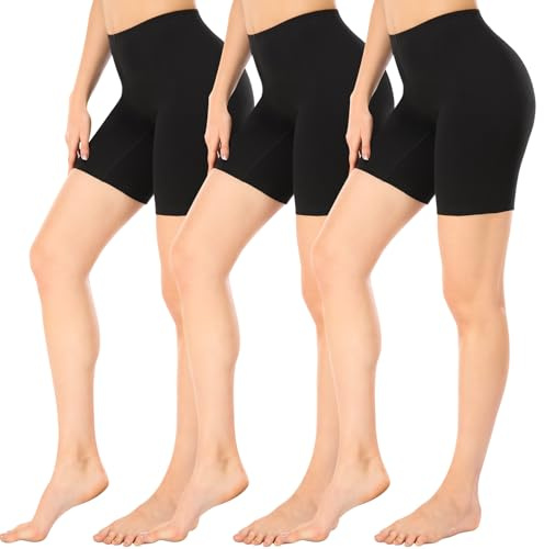 Wealurre Cykelbyxor dam, korta byxor under klänning, boxershorts, hotpants, sportshorts, shorts, trosor, långa underkläder, storlek S–4XL, svart, L