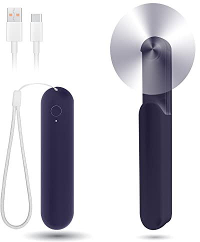 Venforze Mini Fan Handheld, 3 Speeds Rechargeable Quiet Handheld Fan[12-24 Working Hours], Portable Type-C Slider Pocket Personal Small Fan for Travel, Home and Outdoor (Dark blue)