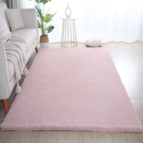 Carpetsale24 Rabbit Hochflor Teppich 240x340 cm Rosa Shaggy Modern Flauschig Weich Fellteppich Kunstfell Einfarbig Groß für Wohnzimmer Schlafzimmer Esszimmer