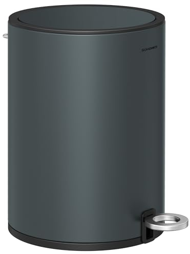 SONGMICS Cestino per Cosmetici di 3 Litri, Pattumiera da Bagno, con Coperchio di Chiusura Morbida, Secchio Interno in Plastica Rimovibile, per Bagno, Ufficio, in Acciaio, Grigio Verdastro LTB011G02