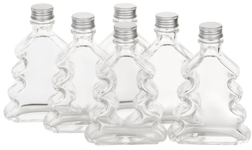 6x Tannenbaum Flaschen 200ml - leere Flaschen zum befüllen Weihnachten Likörflaschen kleine Glasflaschen Weihnachtsflaschen Likör