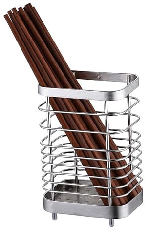 Tomotato Porte Ustensiles de Cuisine Inox, Panier à Couvert Mural de Cuisine avec Base Détachable pour Couteaux Fourchettes Cuillères, Support de Rangement de Cuisine pour Couverts(Grand argent)