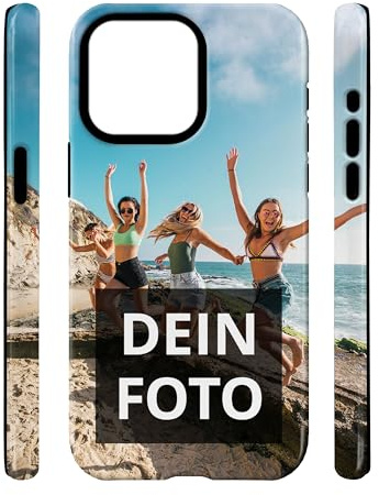 PhotoFancy® – iPhone 15 Pro Max Hülle mit Foto Personalisieren – Handyhülle selbst gestalten (Premium Bumper Rundum-Druck)