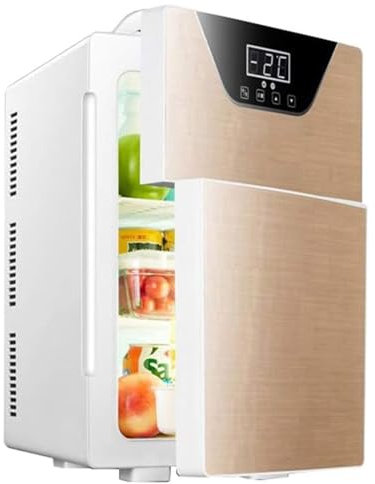 YOtat Mini Fridge Mini Fridge for Bedroom,20-Liter Mini-Fridge Cooler/Warmer for Cars Road Trips Homes Offices and Dorms Gold/Silver (Gold Triple core)