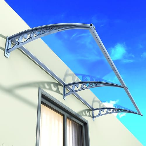 Vordach Für Haustür Überdachung, Überdachung Terrasse, Haustürvordach Pultvordach, Vordach Hauseingang, Türüberdachung Wetterschutz Aus Polycarbonat, Vordach Mit Seitenteil 60-300cm ( Color : Wit , Si