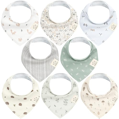 KeaBabies 8pk Organic Baby Bandana Bibs for Drooling and Teething (Prairie)