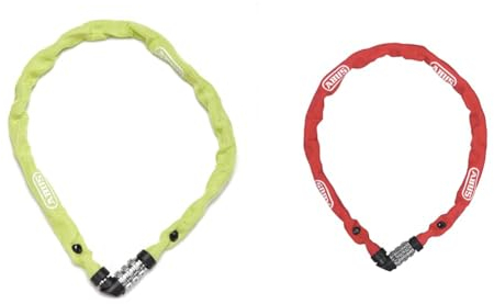 ABUS Kettenschloss 1200 Web – Zahlenschloss aus Spezialstahl & Kettenschloss 1200 Web – Zahlenschloss aus Spezialstahl – ABUS-Sicherheitslevel 2 – 60 cm – Rot