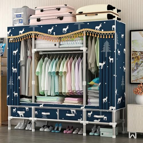 Leinwand-Kleiderschrank, tragbarer Kleiderschrank, Kleiderschränke, Regale, Aufbewahrungsorganisator, Stoff-Schlafzimmer-Hängegarderobe, 163 x 45 x 172 cm