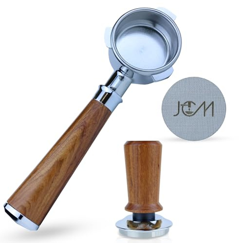 54mm Bottomless Naked Portafilter Red Rosewood Set – Compatible with 54mm Breville machines – Includes 18g Filter Basket, Calibrated Tamper with 30lbs Spring Loaded & 1.7mm Puck Screen
