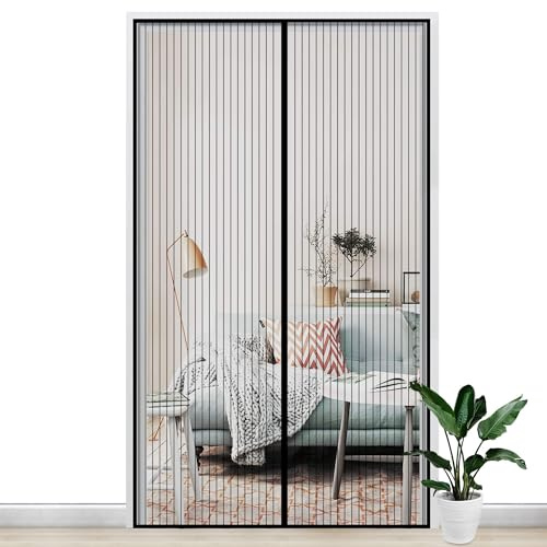 Gimars 160x230cm Mosquitera Puerta Magnética Puerta de Malla Súperfina Cerradera Automática Cortina Mosquitera Puerta con Imanes Contra Insectos Mosquitos para Puerta de Balcón Patio Sala,Negra