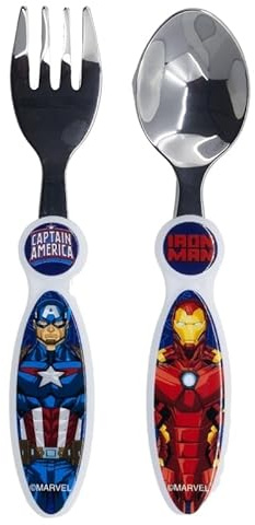Juego de cubiertos para niños de acero inoxidable - Tenedor y cuchara (para Avengers Hulk)