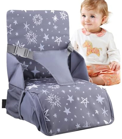 HEYOUTH Rialzo Sedia Bambini da Tavolo,Seggiolone pappa Portatile,Cuscino Rialzo Sedia per Bambini,con schienale alto e base antiscivolo cinture,lavabile,Rialzo per i Viaggi