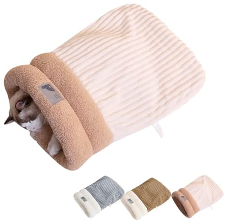 Schlafsack Für Katzen, Katzenschlafsack Flauschig, Kuschelsack Für Katzen, Katzen Schlafsack Höhle, Katzenbett Flauschig Plüsch, Kuschelhöhle Katze, Halbgeschlossener Winterschlafsack Katzen Waschbar