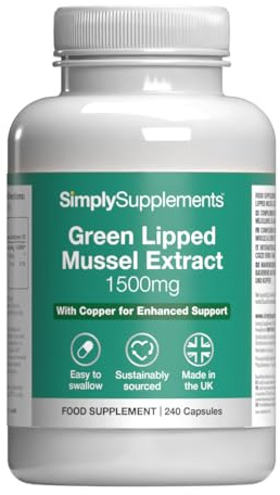 Green Lipped Mussel Capsules | 240 Capsules Providing 1500mg of Support = 80 Days' Supply | High in Omega 3 Fats | Manufactured in The UK