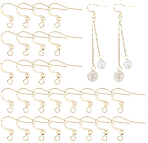 Hobbspring 200 Stück Ohrringe Mit Fischhaken Echte 18 Karat Vergoldete Französische Ohrhaken 304 Ohrhaken Aus Edelstahl Kugel Punkt Ohrhaken Für DIY Ohrhänger Schmuckherstellung