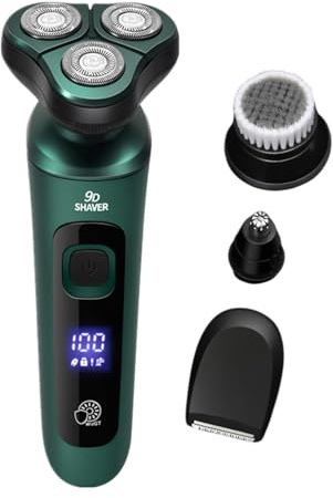 Rasoio elettrico per barba, rasoio elettrico galleggiante | Rasoio con schermo LCD con depilazione nasale, rifinitore di precisione wireless ricaricabile per un'efficiente efficienza