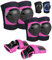 iMoebel Schützer Schonerset 6 in 1 Inliner Protektoren Set Kinder Schutzausrüstung, Verstellbare Knieschoner Ellenbogenschützer Handgelenkschoner für Skaten Fahren Roller Skateboard, Rosa M