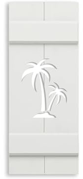 High Springs Shutter Company, Custom PVC Exterior Shutters -Sold Individually (59 inch, Double Palm Tree, 14.5 inch)