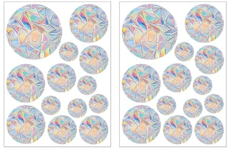 26 Stück Suncatcher Sticker,Runden Prisma Fensteraufkleber,Regenbogen Folie Fenster,Sonnenfänger,Fensterfolie Regenbogeneffekt,Vogel Anti Kollisions Aufkleber,Vogelschutz,Elektrostatische Adsorption