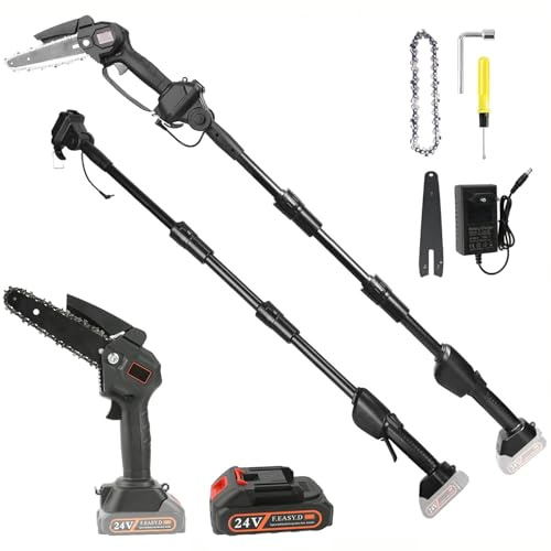 2 in 1 Motosierra Bateria, 8 Pulgadas Sierra Electrica Podar Arboles con Batería de 4000mAh, Serrucho de Poda, 30ML Depósito de Aceite, Length 2.25M Podadora Electrica Bateria (con 1 Batería)