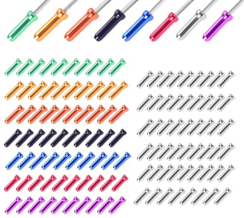 Bike Cable End Caps 120pcs Brake Cable Ends 8 Color Bike Brake Cables Caps for Road Bikes Mountain Bikes Wire End Cap Shifter Crimp Cables Ends