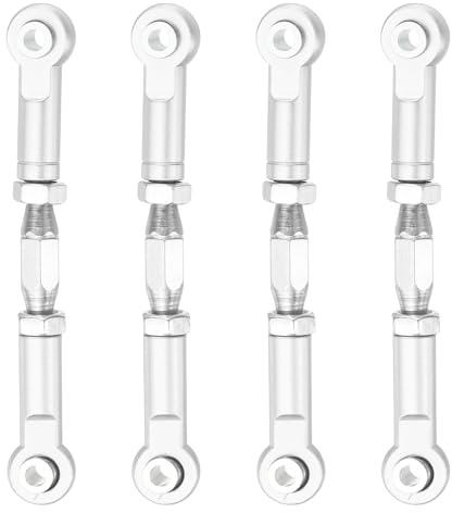 sourcing map 4 Pcs Steering Servo Turnbuckle Rod RC Aluminum Alloy Linkages for HSP 1/10 94123 On-Road RC Car (Silver Tone, 63mm)