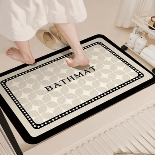 WJPUELUO Alfombra de Diatomeas para Baño-Tapete de Ducha de Secado Rápido,Almohadillas de umbral,Ultra Absorbente & Antideslizante,Ideal para Ducha y WC,Moderno y sencillo,Fácil de Limpiar ,A,60*90cm