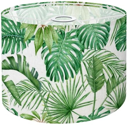 Drum Lamp Shade Large Lampshade Tropical Leaves Monstera Strelitzia Palms Watercolor Seamless for Floor Lamps Table Lamps Pendant Light Linen Lampshades Replacement Bedside Light Shades