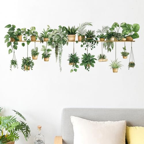 milaosk Adesivi Murali Piante Verdi Adesivi Parete Arte Vinile Autoadesivo Adesivo Muro Decorativo per Camera da Letto Cucina Ufficio